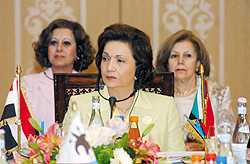 Suzanne Mubarak, former minister Nadia Makram-Ebeid, Ambassador Leila Emara