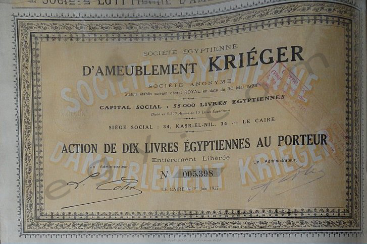 Krieger share certificate